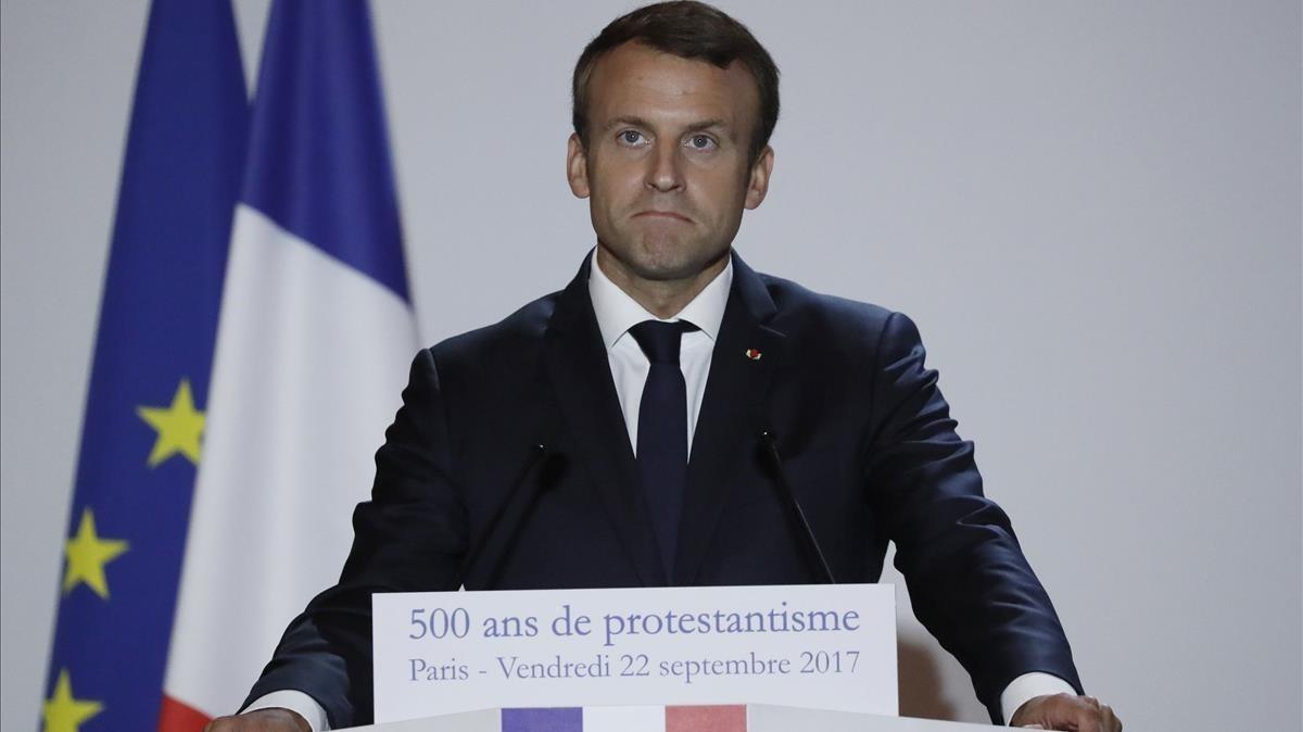 mbenach40235968 french president emmanuel macron delivers a speech to mark t170924202412