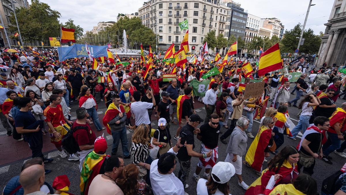 Manifestación por el 12-O, Día de la Hispanidad, en Barcelona