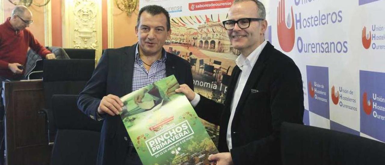 El alcalde y el presidente de UHO en la presentación de la quinta edición de Sabores de Ourense. // I. Osorio