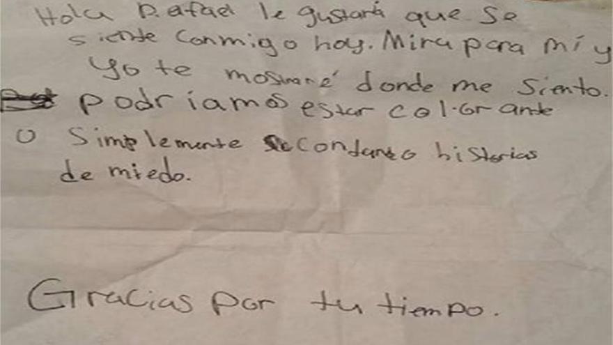 La carta escrita por la niña Amanda Moore.