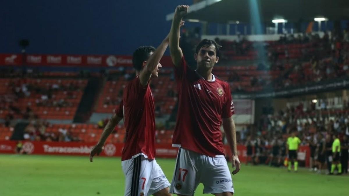 Celebración de un gol del Nàstic