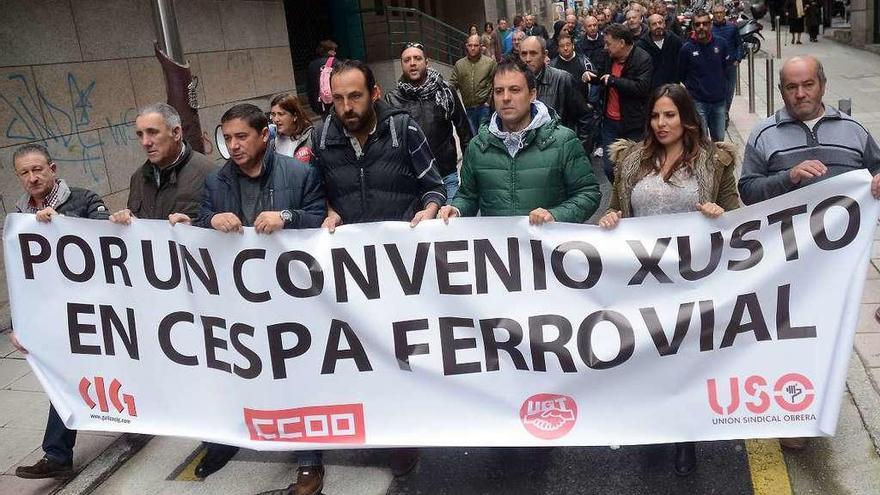 Manifestación llevada a cabo por los trabajadores de la concesionaria a comienzos de este mes. // R.V.