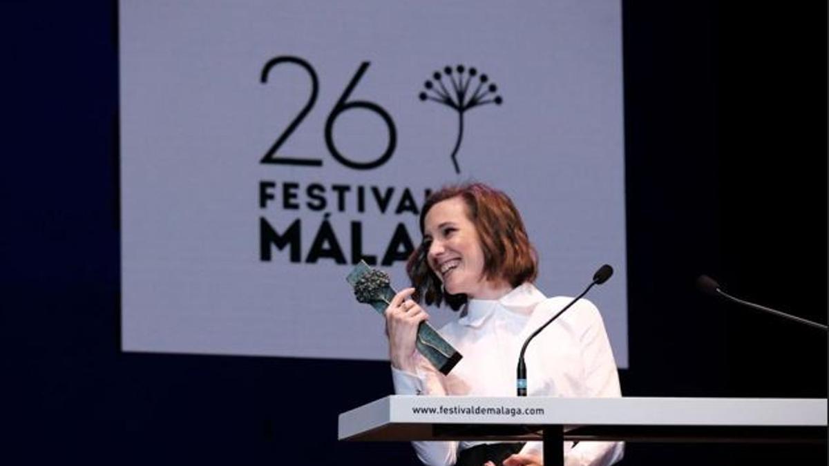 Carla Simón, recibiendo su Málaga Talent-La Opinión de Málaga en 2023
