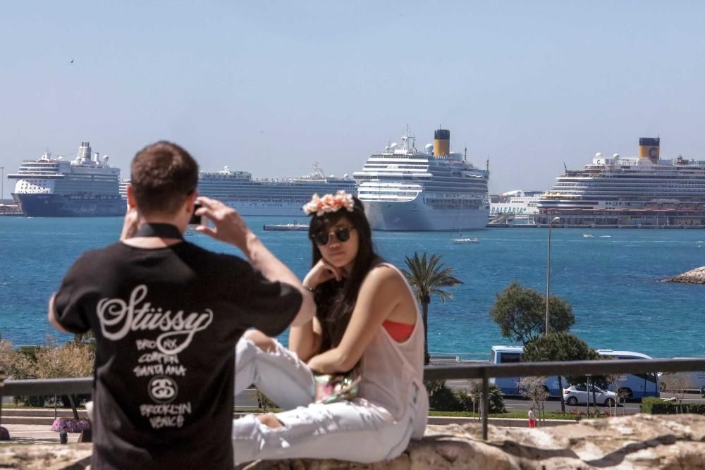 Llegan ocho cruceros y 22.000 turistas al puerto de Palma