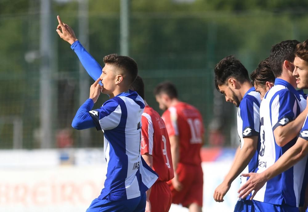 El filial supera al Castro en Abegondo y aventaja en cinco puntos al Rápidod e Bouzas, que derrotó al Silva, a falta de dos jornadas para el final de la Liga.