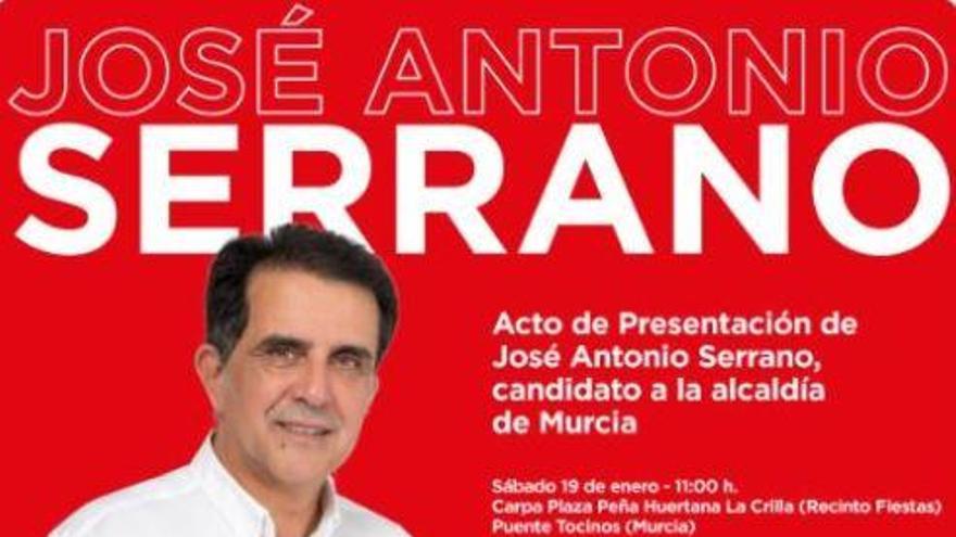 El socialista José Antonio Serrano estará arropado por Carmen Calvo