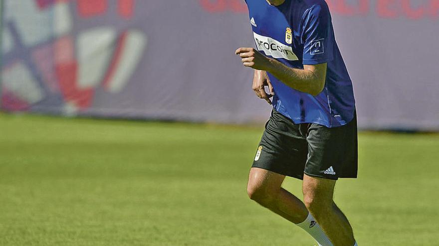 Michu, en un entrenamiento con el Oviedo.