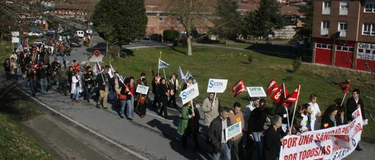 Manifestación en favor de la integración del hospital, en enero de 2008.