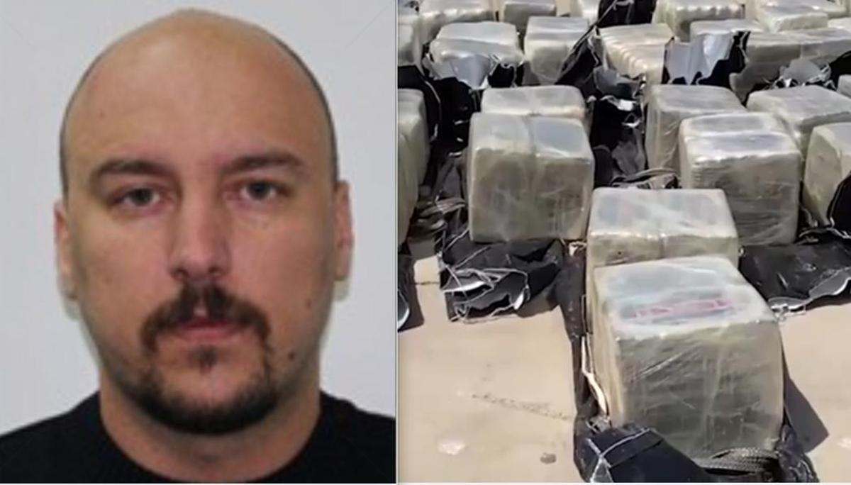 El narcobroker Kristjan Palic y parte de la droga incautada en la operación Adriática de la Guardia Civil.
