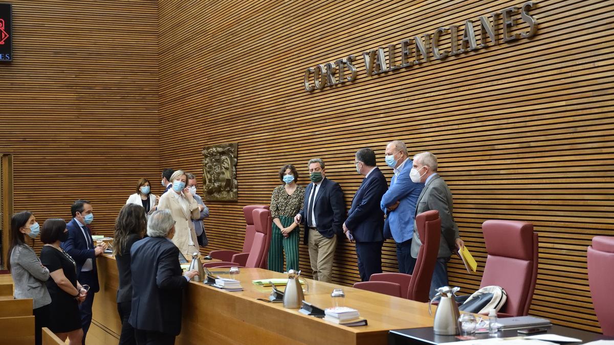 La Mesa de las Corts y los diputados debaten sobre cómo votar la ley del juego, en mayo de 2020.