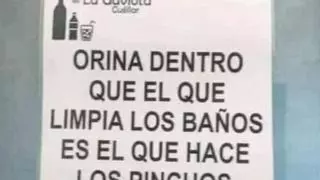 El divertido cartel de un bar de Segovia: "El que limpia los baños es el que hace los pinchos"