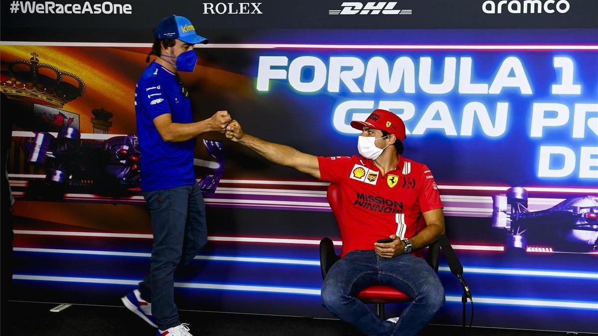 Alonso y Sainz, en la rueda de prensa.