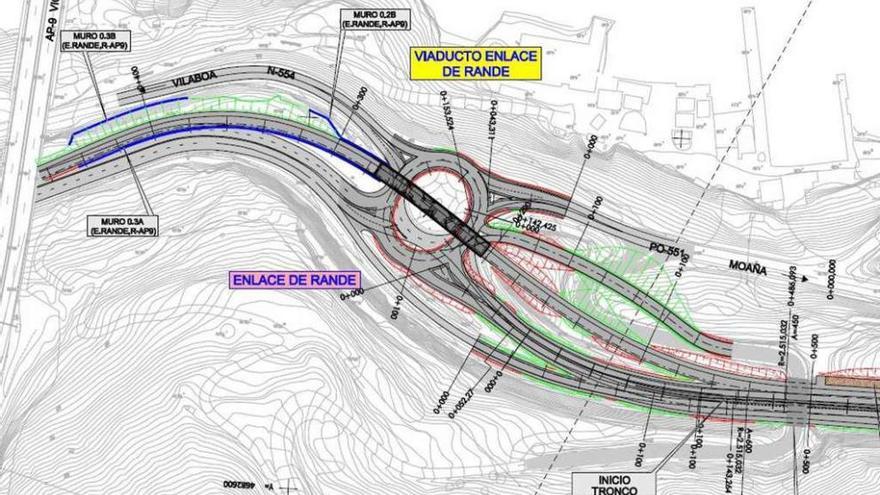 Proyecto básico del nuevo enlace del corredor con la autopista AP-9 en la rotonda de Domaio.