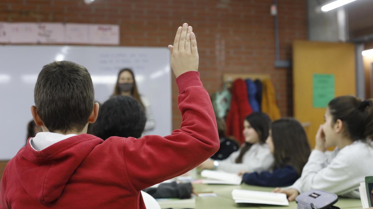 Una aula d’un centre educatiu gironí, en una imatge d’arxiu.