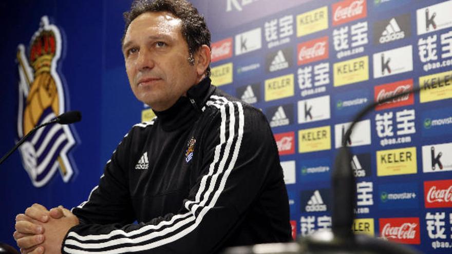 El técnico Eusebio Sacristán ayer durante su comparecencia ante la prensa.