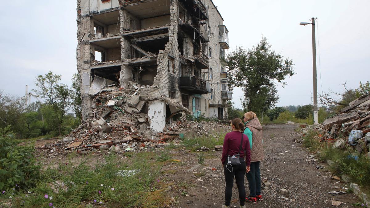 Edificio bombardeado en Izium, Jarkov.