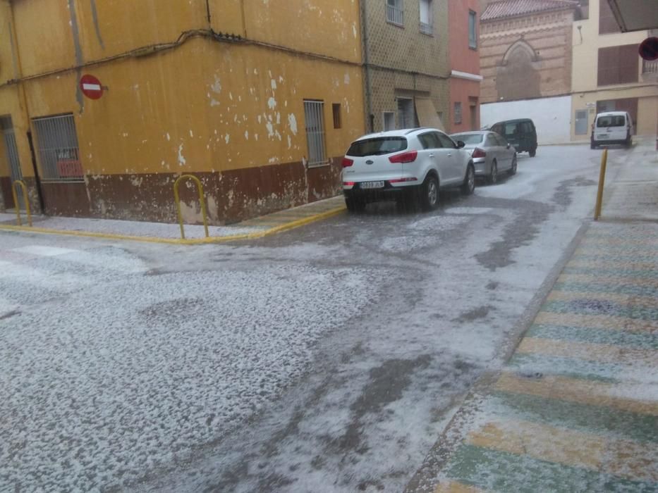 La Ribera cubierta de granizo