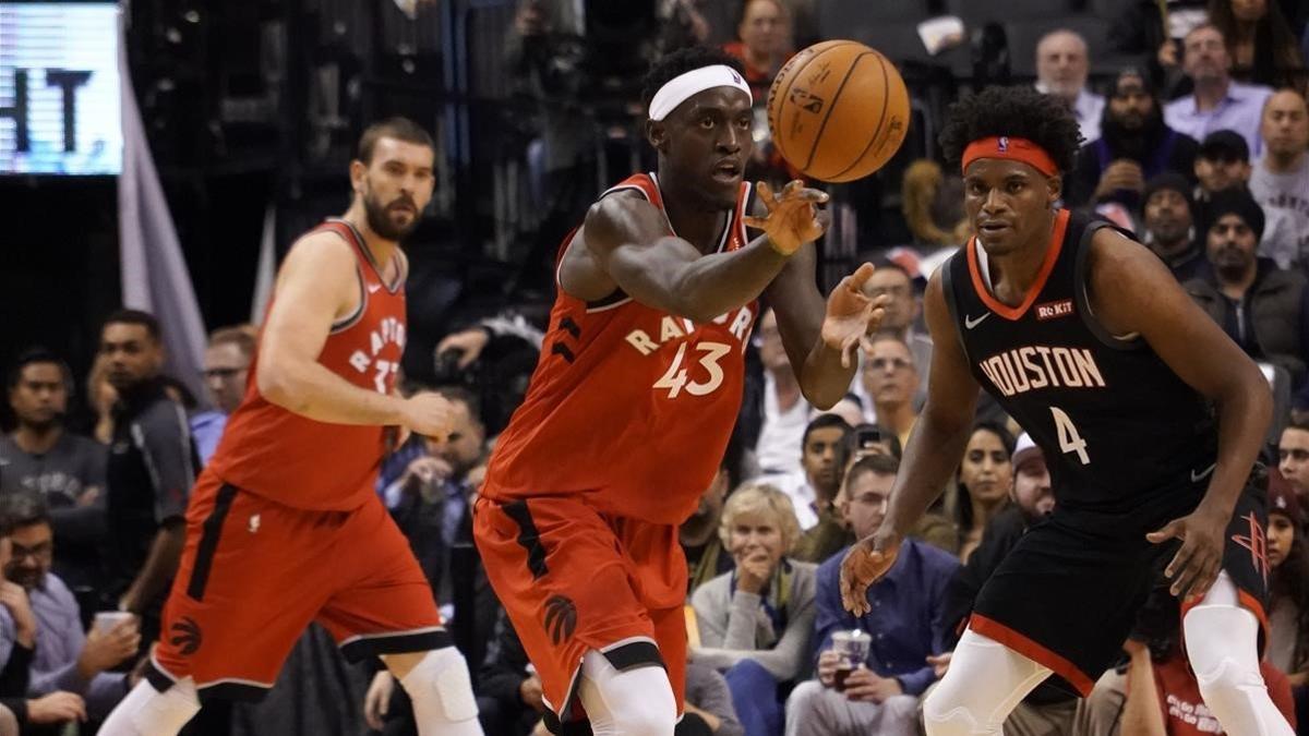 Paskal Siakam, durante un momento del partido de los Raptors contra Houston.