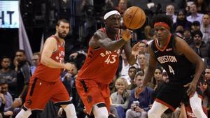 Paskal Siakam, durante un momento del partido de los Raptors contra Houston.