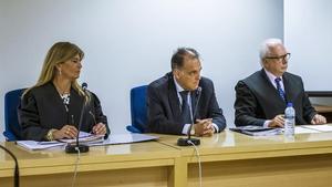 El presidente de la LFP, Javier Tebas durante la vista celebrada este miércoles en la Sala de lo Social de la Audiencia Nacional, Madrid.