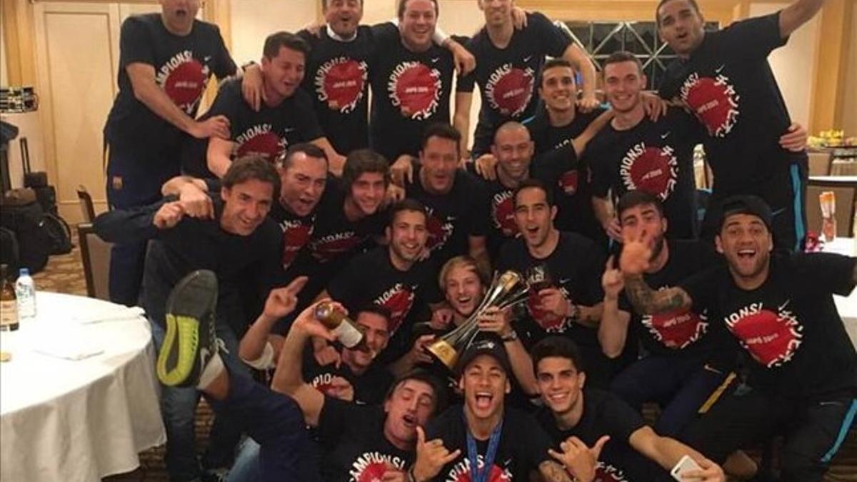 La plantilla blaugrana celebró el título por todo lo alto