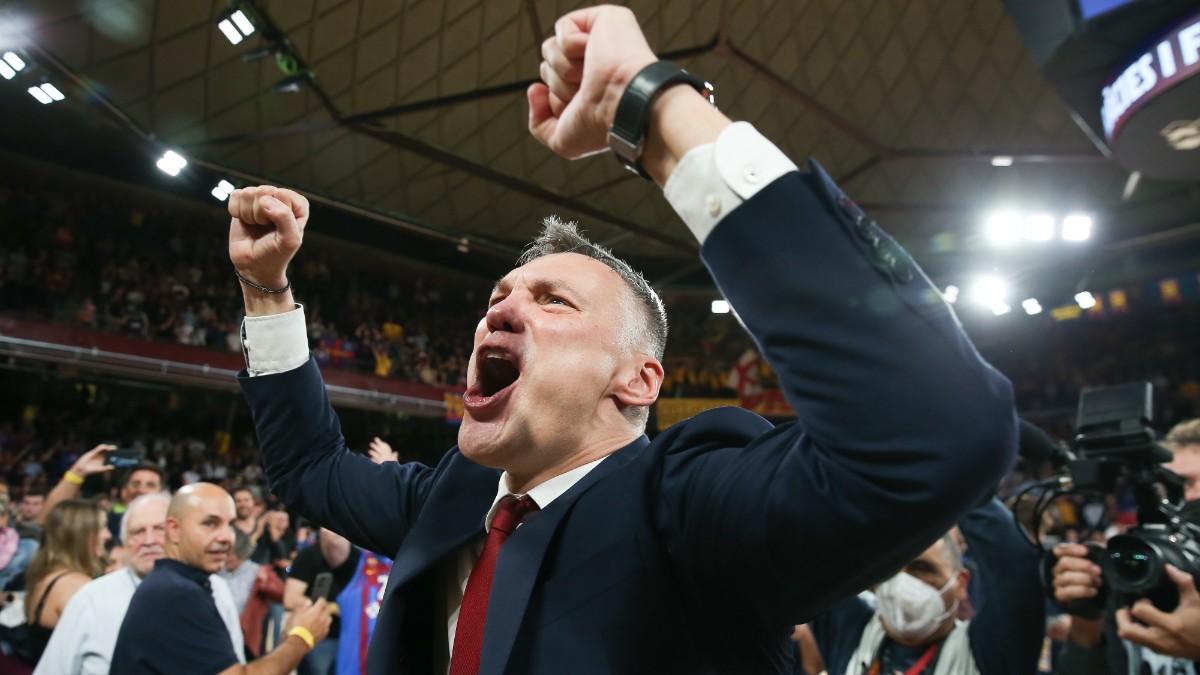 La alegría de Jasikevicius tras lograr el pase a la Final Four de 2022