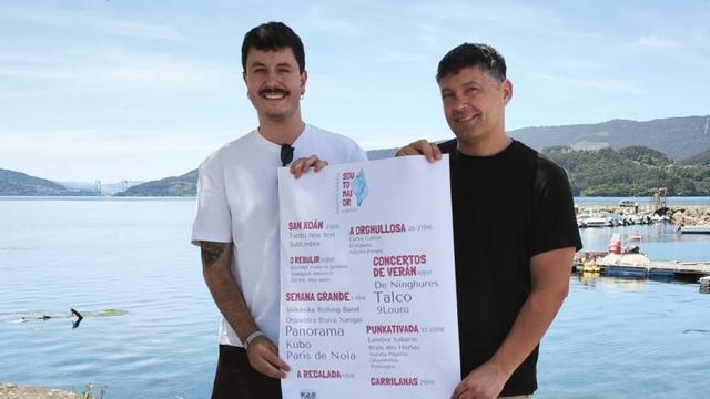El alcalde de Soutomaior, Manu Lourenzo, y el edil de Festas e Mocidade, Gonzalo Outeiro, presentan la programación de verano. | FDV
