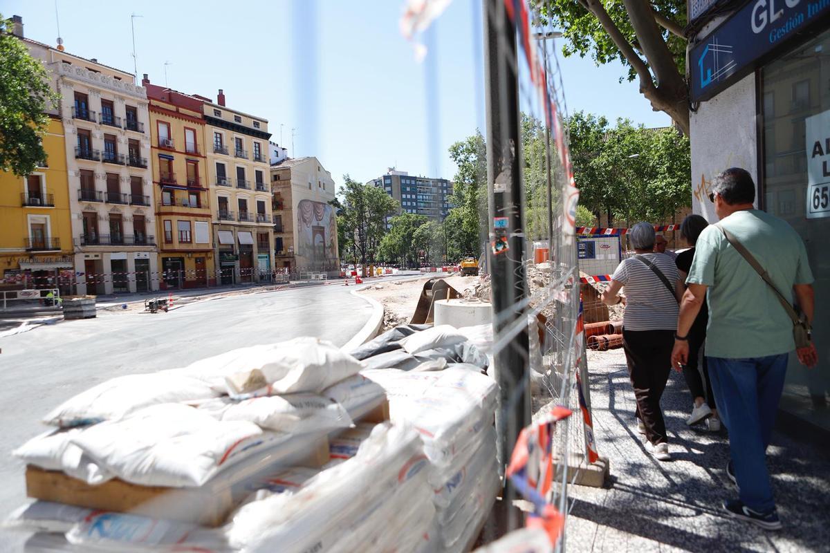 Estado de las obras en la plaza San Miguel, este jueves.