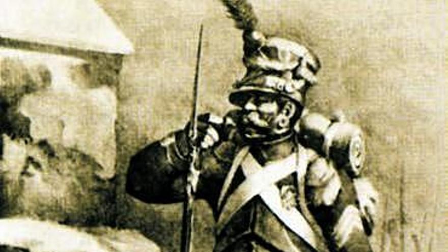 Un soldado francés, en un grabado de la época.