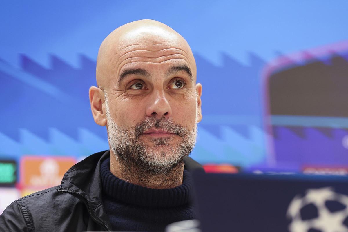 El entrenador del Manchester City, Pep Guardiola, en rueda de prensa.
