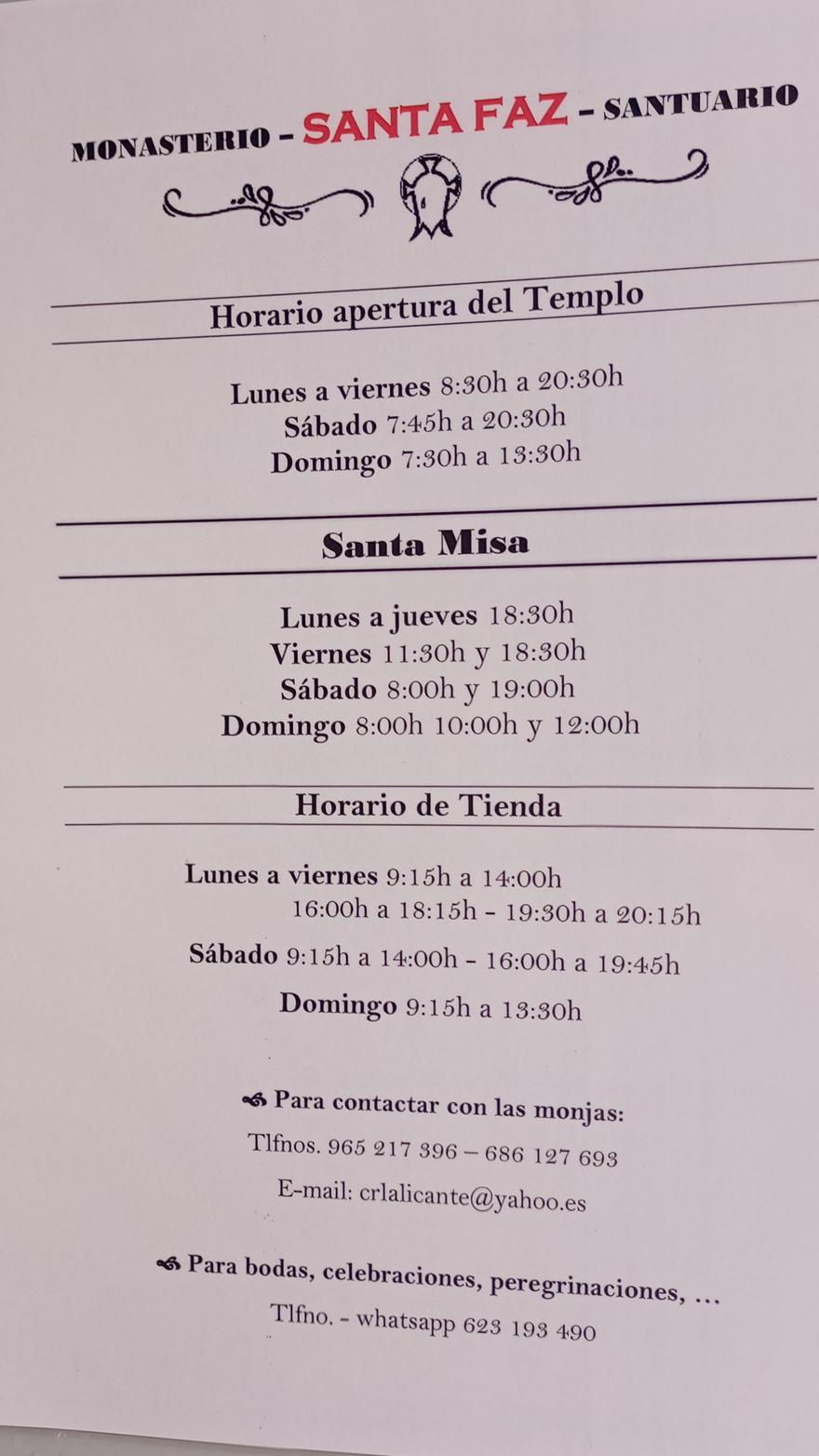 Horarios de misas