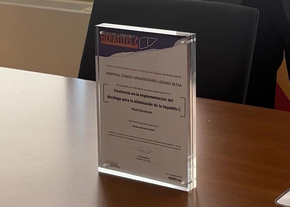 El reconocimiento al hospital Clínico de Zaragoza.