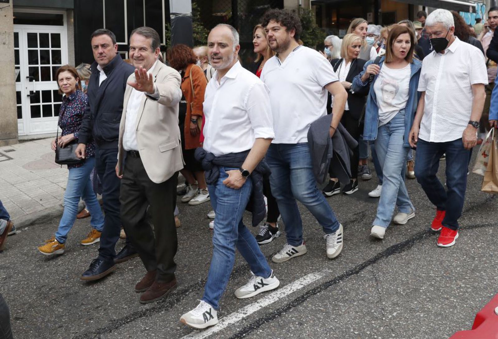 Valentín Formoso, Abel Caballero y David Regades durante la manifestación