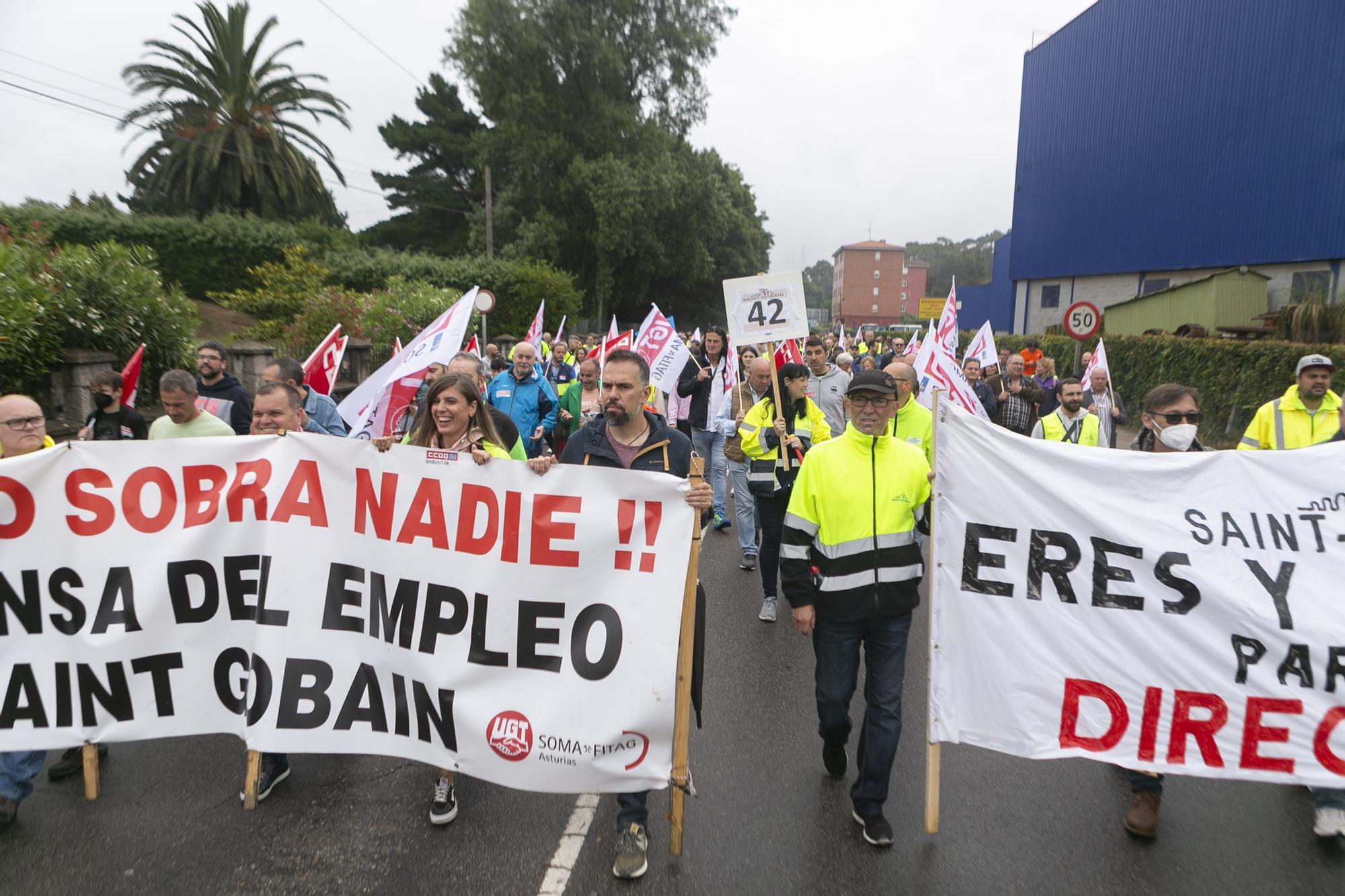 EN IMÁGENES: así transcurrió la marcha de los trabajadores de Saint-Gobain