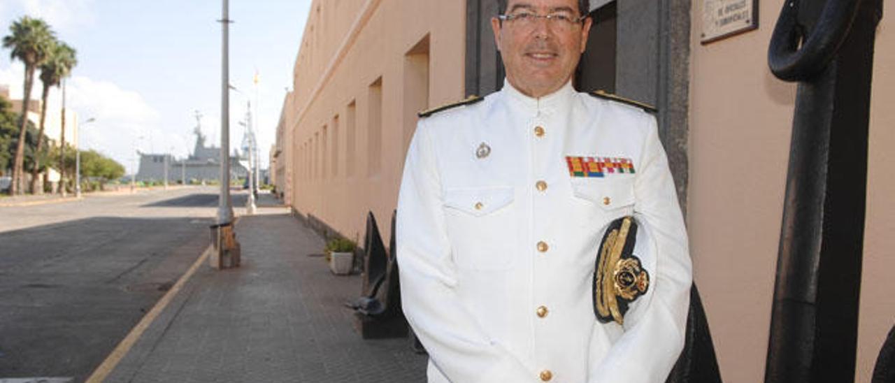 Francisco Javier Franco durante la entrevista en el Arsenal Militar en la capital grancanaria.