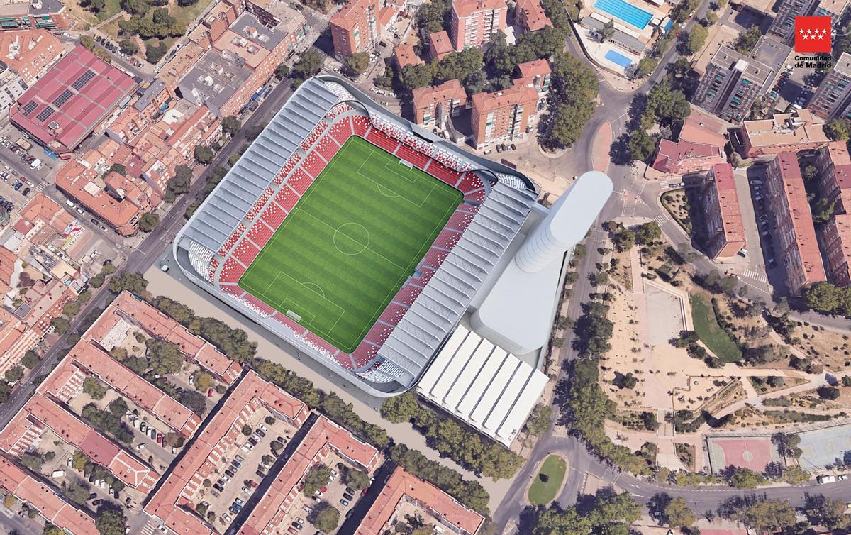 Así sería el futuro estadio de Vallecas que propone la Comunidad de Madrid