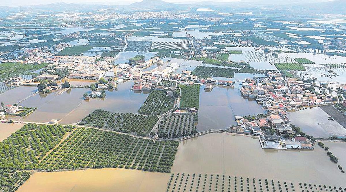La Vega Baja anegada por el agua tras la DANA de septiembre de 2019