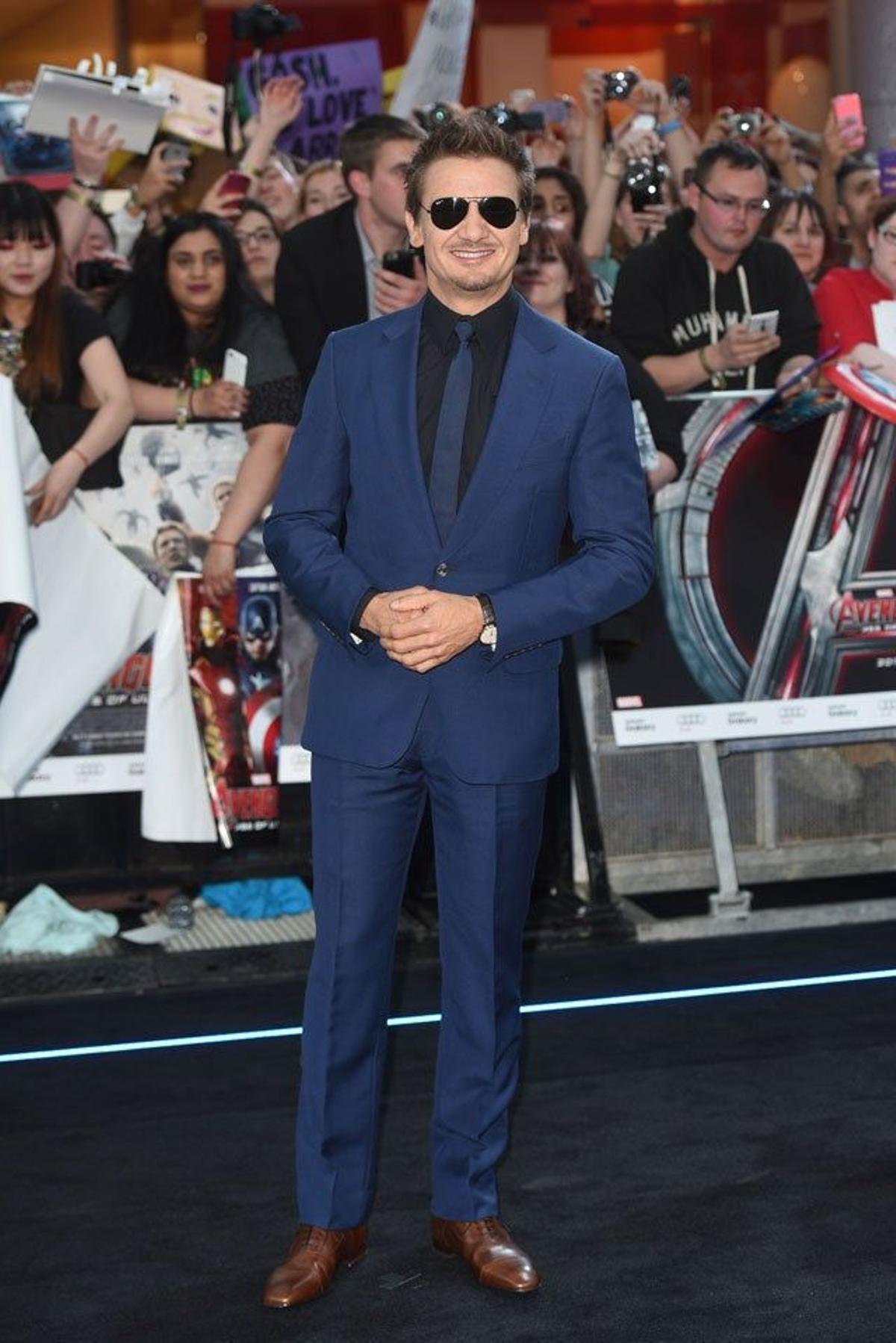 Jeremy Renner en el estreno londinense de 'Los Vengadores: la era de Ultrón'