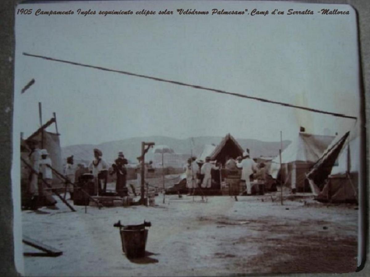 Campamento inglés de seguimiento del eclipse de 1905 en el Velódromo Palmesano del Camp d'en Serralta