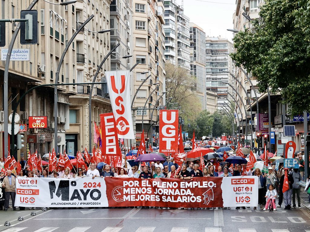 La manifestación del Primero de Mayo de Murcia, en imágenes