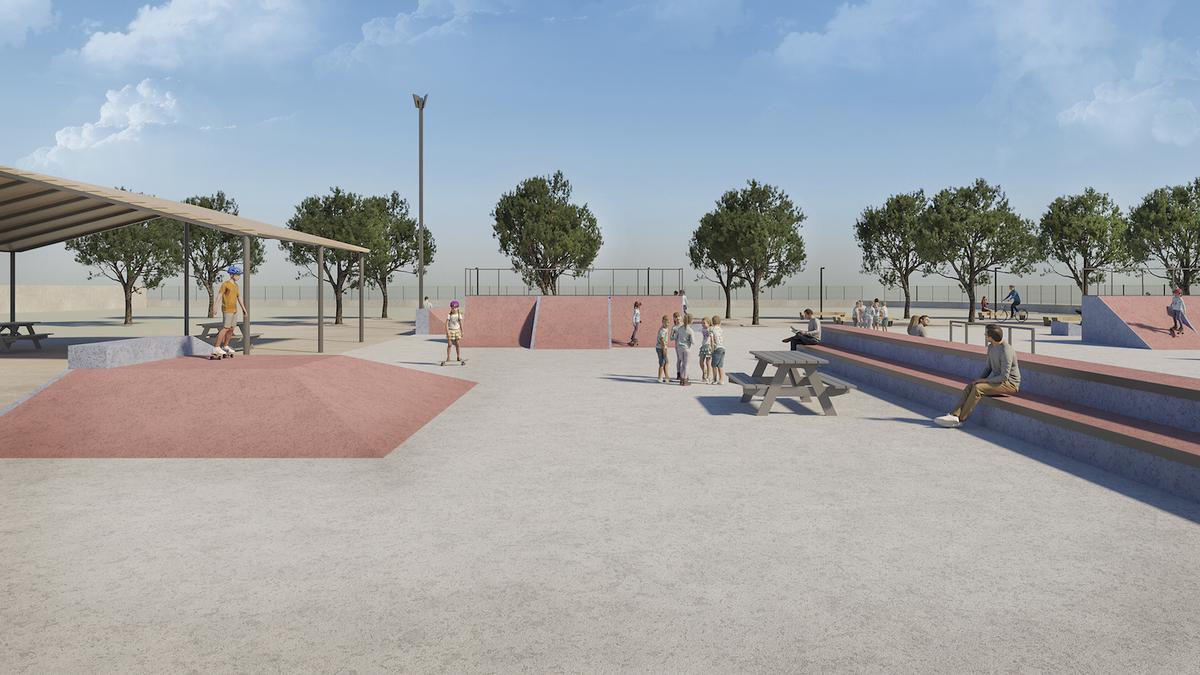 Una imagen virtual de cómo será el Skate Park de Gandia tras la mejora