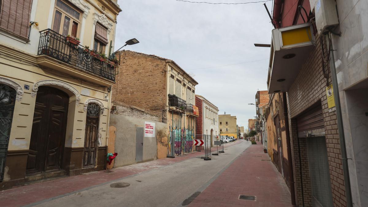 Calle San Pedro del Cabanyal, en el núcleo protegido como Bien de Interés Cultural