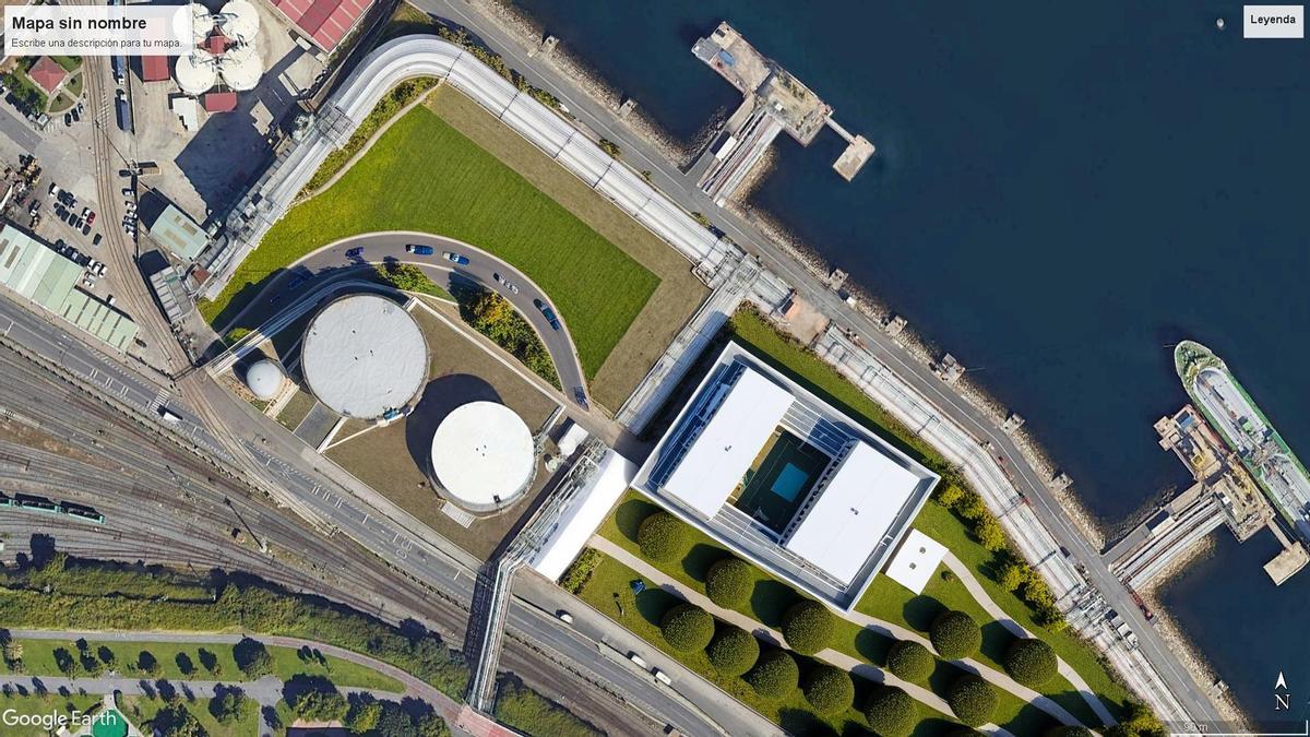 Imagen virtual del aprovechamiento cultural de tanques de petróleo en el puerto de A Coruña.