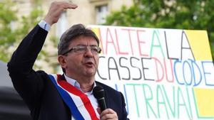 El candidato de Francia Insumisa, Jean Luc Mélenchon, en un mitin.