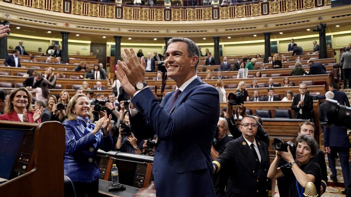 Pedro Sánchez a su llegada a la segunda sesión del debate de investidura