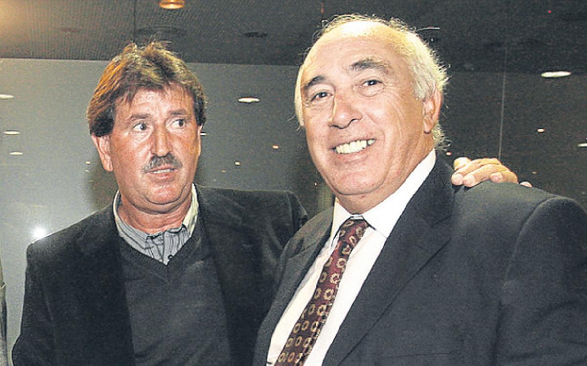 Félix, junto a Asensi, en un acto de la Agrupació Barça Jugadors. Hoy colaboran juntos en el proyecto `Futgolf¿. En el pasado los compararon por su juego