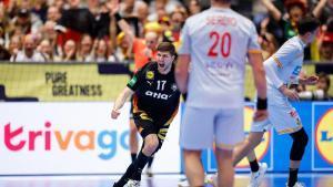 Un jugador alemán celebra un tanto en el duelo ante España.