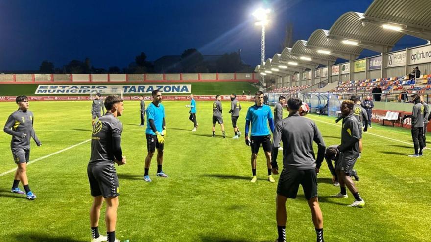 Imagen del entrenamiento vespertino de la UD Las Palmas ayer en Tarazona, en la provincia de Zaragoza.