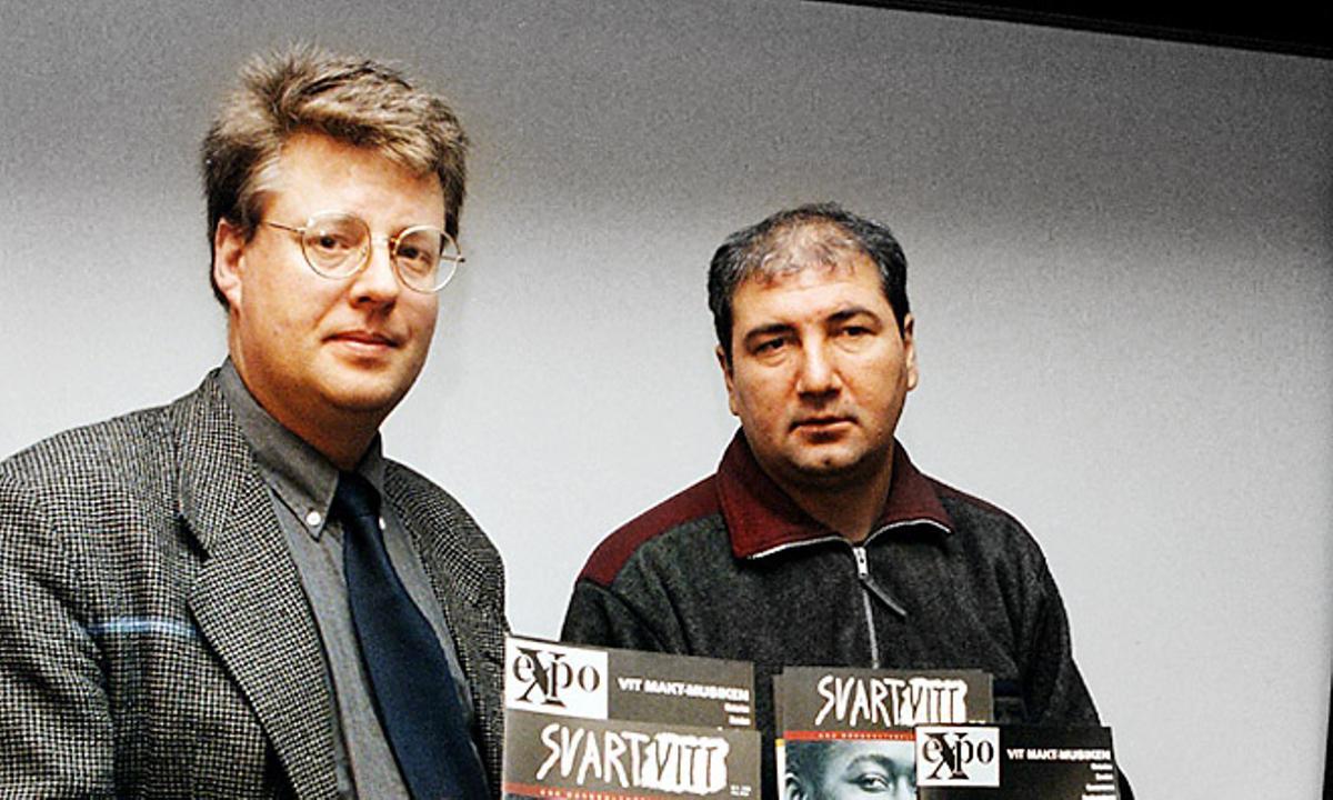 Stieg Larsson, con Kurdo Baksi (derecha).