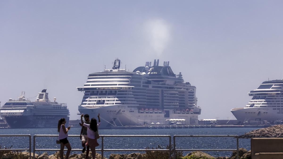 Cruceros atracados en el puerto de Palma el pasado verano.